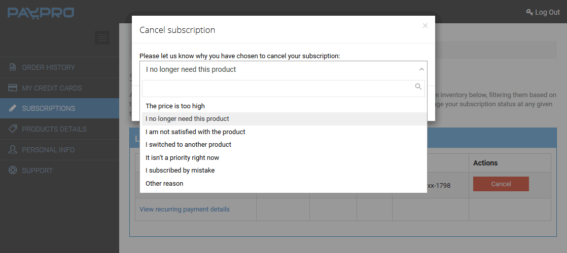 Select a Motivation for The Cancellation